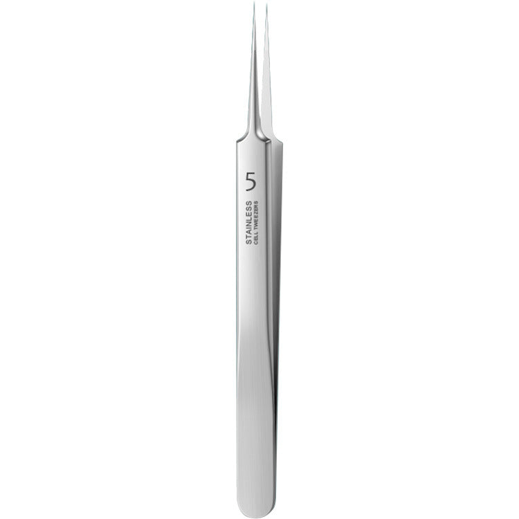 Straight stainless steel blemish extraction tweezer.